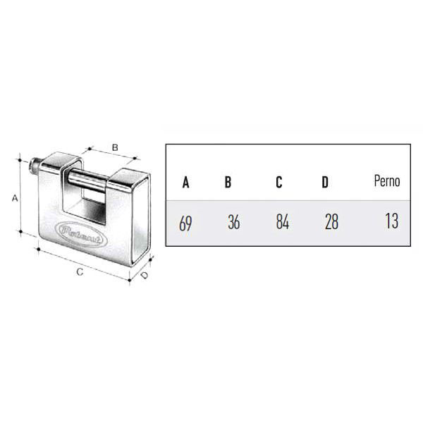 LUCCHETTO CORAZZATO mm 84 SERRANDE          POTENT