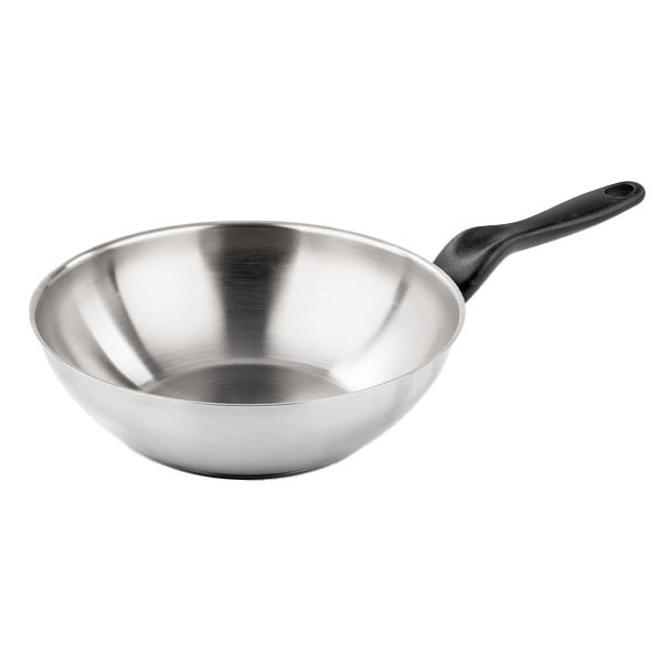 WOK INOX 1 MANICO      cm 28 INOXIDABILI BARAZZONI