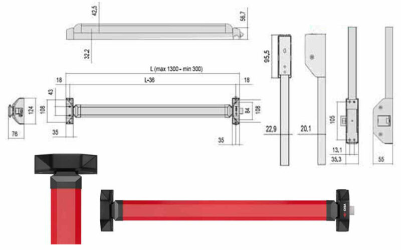 MANIGLIONE ALPHA TOUCH  84 LATERAL.5M801-11-0 CISA