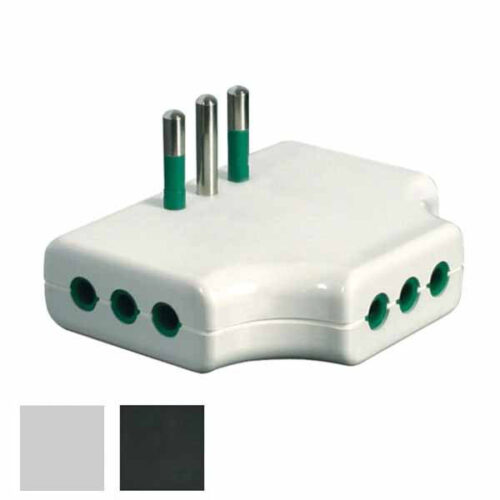 ADATTATORE TRIPLO PIATTO 10A+T NERO      82251 FME