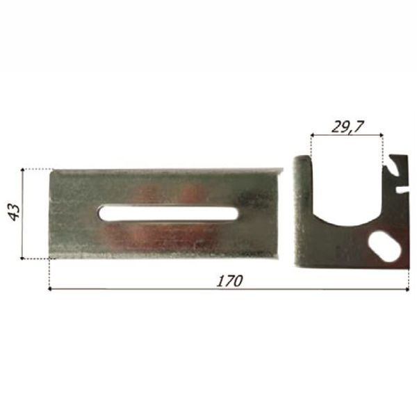 SUPPORTO A CASSONETTO STAFFA DX mm 170x43