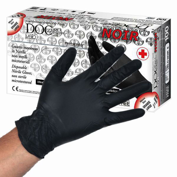 GUANTI NITRILE DOC VELO NOIR POWDER FREE Pz 100 L