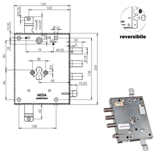 SERRATURA SIC.TRIPLICE CIL. E89   RMGA664/373 MOIA