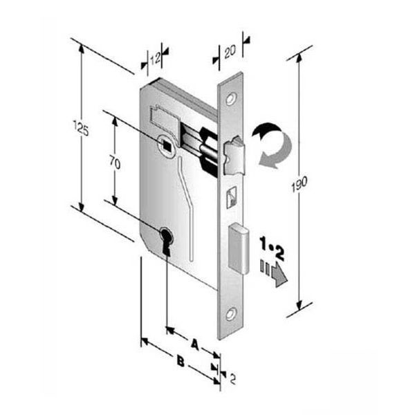 SERRATURA PATENT mm 8×70 E35 BQ                 GB