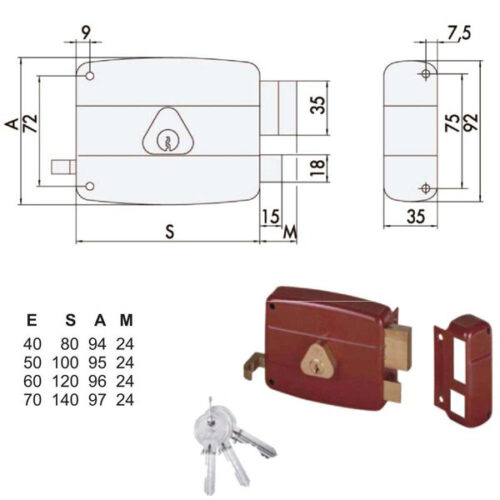 SERRATURA APP.LEGNO DX             50121-50-1 CISA