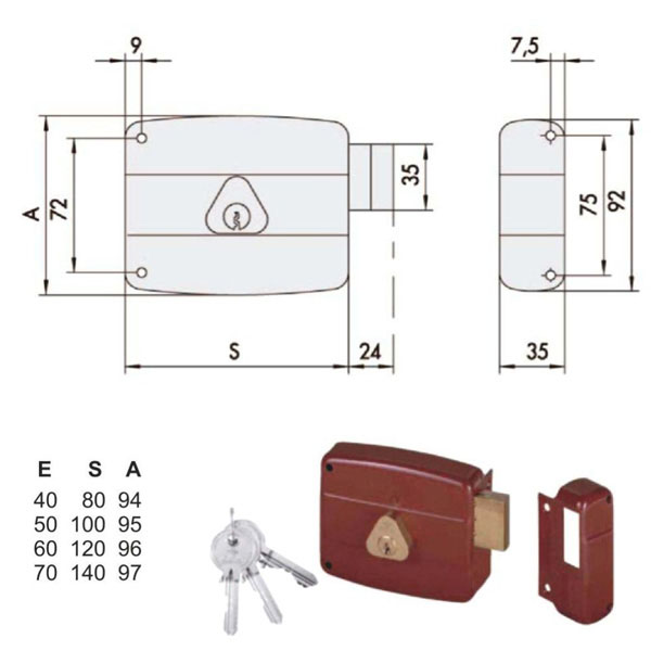 SERRATURA APP.LEGNO DX             50141-50-1 CISA