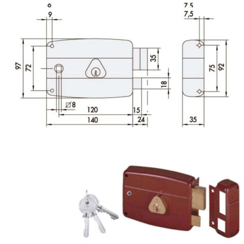 SERRATURA APP.LEGNO SX             50171-60-2 CISA