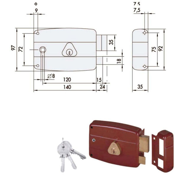 SERRATURA APP.LEGNO DX             50171-60-1 CISA