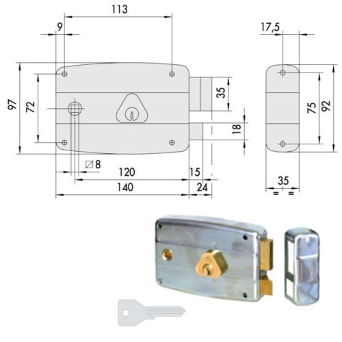 SERRATURA APP.FERRO SX             50571-60-2 CISA