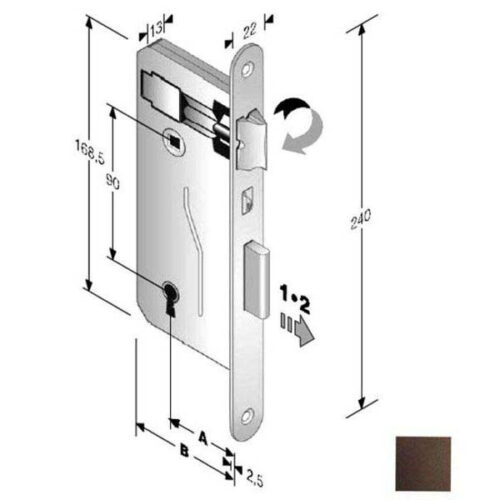 SERRATURA PATENT mm 8x90 E40 BT BRONZATA        GB