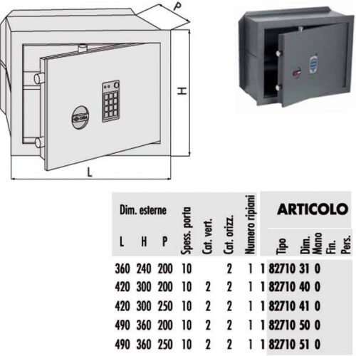 CASSAFORTE DIGITALE 490x360 p.250    82710.51 CISA
