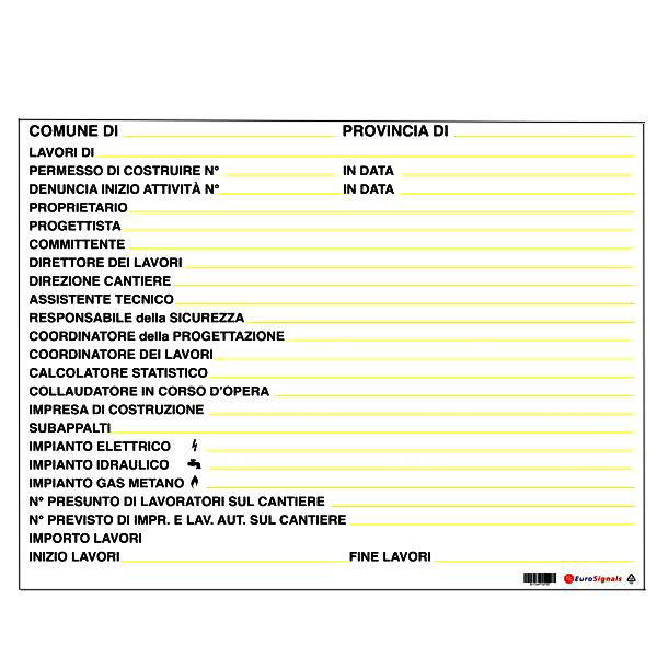 CARTELLO CONCESSIONE EDILIZIA     98x 68 PLASTICA