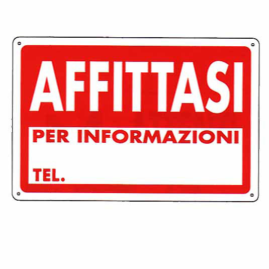 CARTELLO AFFITTASI                30x 20 PLASTICA