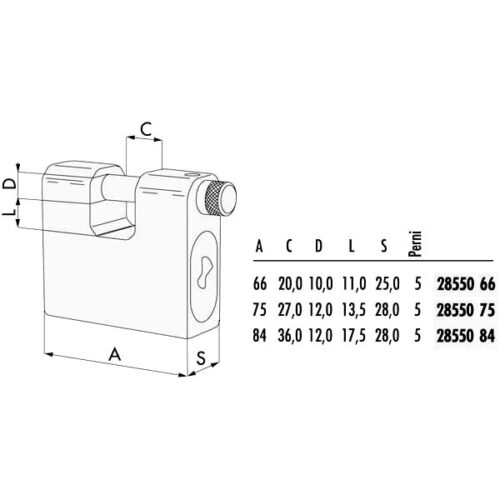 LUCCHETTO CORAZZATO mm 84 SERRANDE      28550 CISA
