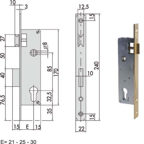 SERRATURA INFILARE LEGNO           5C011-30-0 CISA