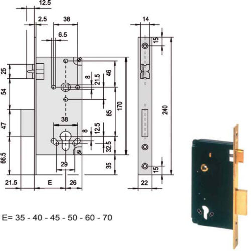 SERRATURA INFILARE LEGNO           5C611-60-0 CISA
