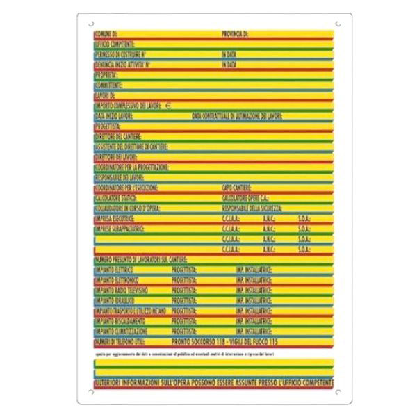 CARTELLO CONCESSIONE EDILIZIA     68x 48 PLASTICA