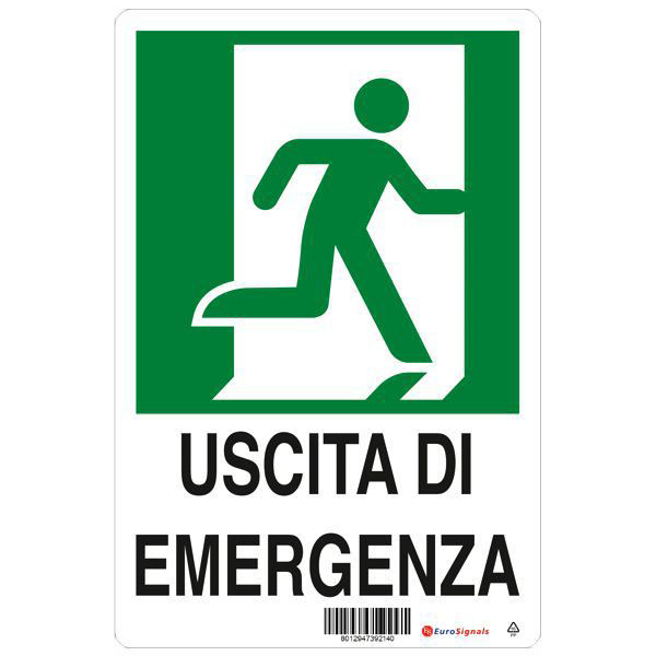 CARTELLO USCITA EMERGENZA DX      20x 30 PLASTICA