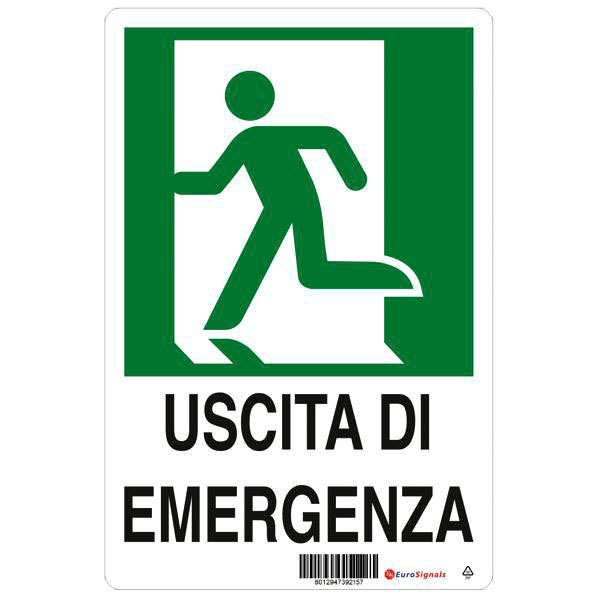CARTELLO USCITA EMERGENZA SX      20x 30 PLASTICA