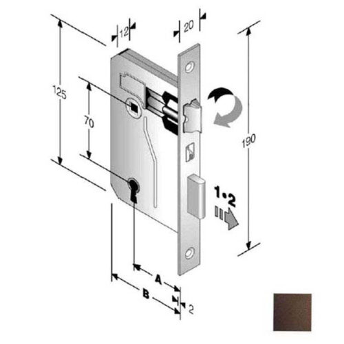 SERRATURA PATENT mm 8x70 E40 BQ BRONZATA        GB
