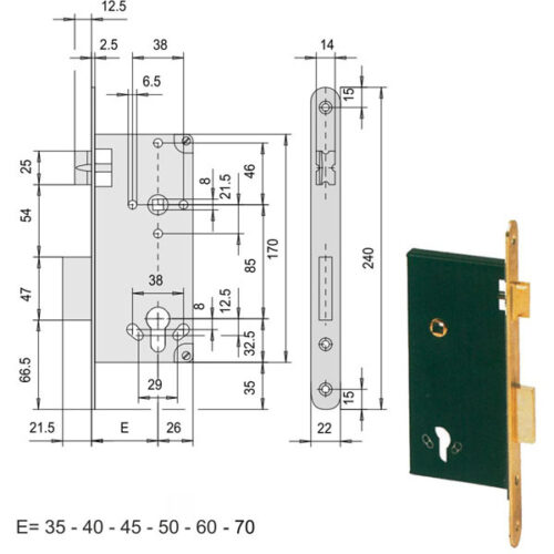 SERRATURA INFILARE LEGNO           5C631-45-0 CISA