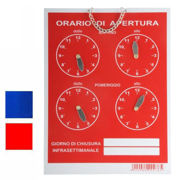 CARTELLO ORARIO 4 OROLOGI TEMPOPOL BLU    cm 16×21