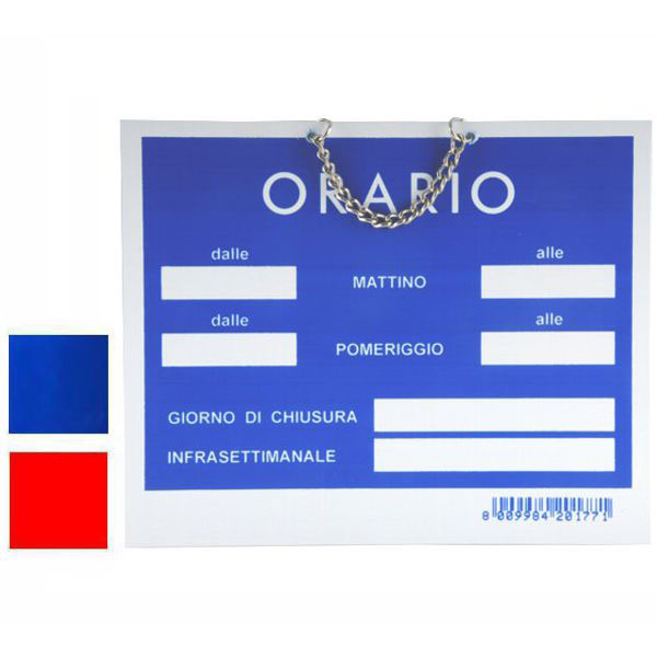 CARTELLO ORARIO APERTURA  TEMPOPOL BLU    cm 15×11