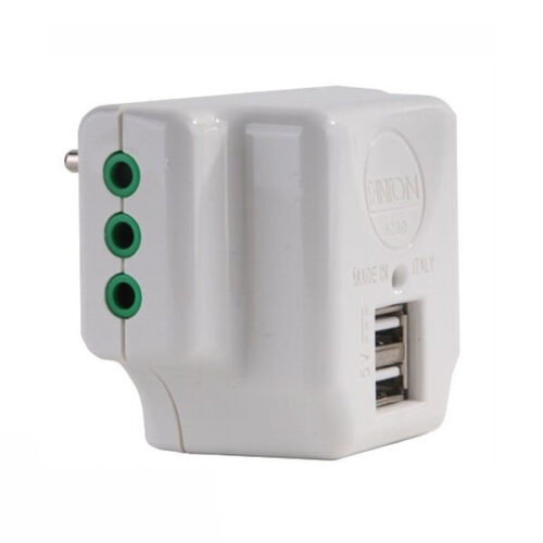 ADATTATORE TRIPLO 10A+T USB BIANCO       87800 FME