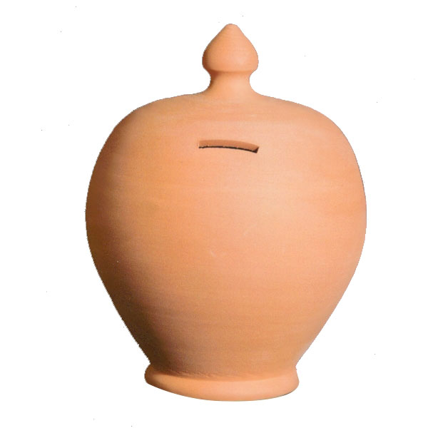SALVADANAIO TERRACOTTA TONDO      cm 10 h 16 COLI’