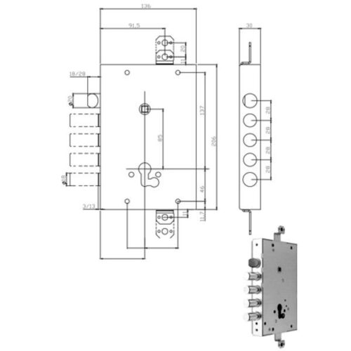 SERRATURA SIC.TRIPLICE DX/SX    668.0328.0GF0 ISEO