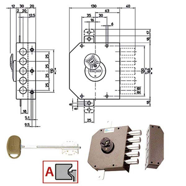 SERRATURA SIC.TRIPLICE SX DM         20520 MOTTURA