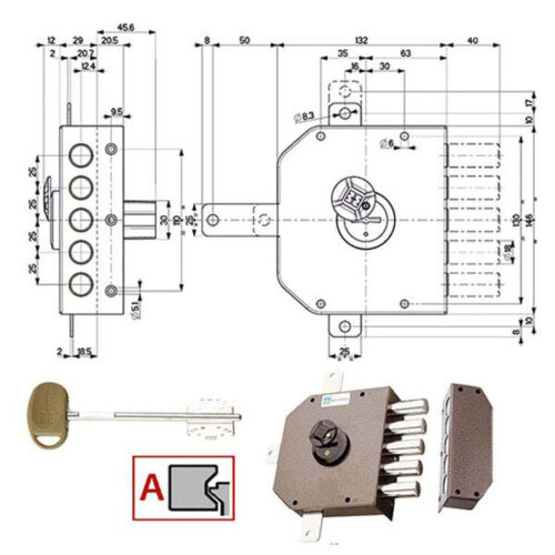 SERRATURA SIC.QUINTUPL.DX DM         20540 MOTTURA