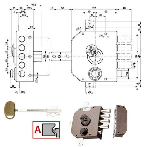 SERRATURA SIC.QUINTUPL.DX DM SCROCCO 20550 MOTTURA