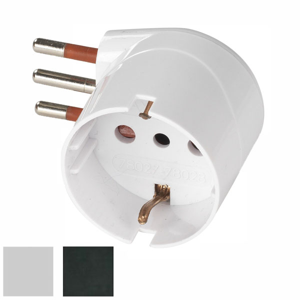 ADATTATORE SCHUKO 10A 2P+T BIANCO 90^ ROSI