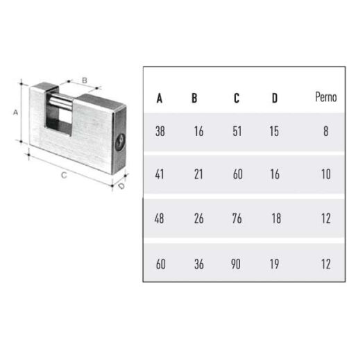 LUCCHETTO OTTONE mm 76 SERRANDE             POTENT