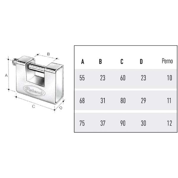 LUCCHETTO CORAZZATO mm 80 SERRANDE          POTENT
