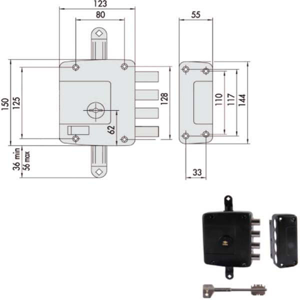 SERRATURA SICUREZZA TRIPLICE DX    57162-60-1 CISA