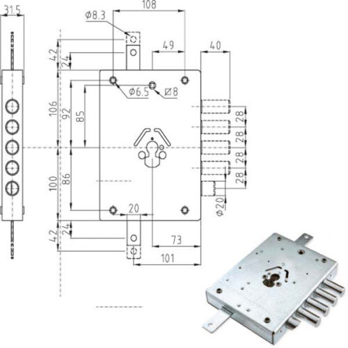 SERRATURA SIC.TRIPLICE DX CILINDRO E73 NE42-7 ATRA
