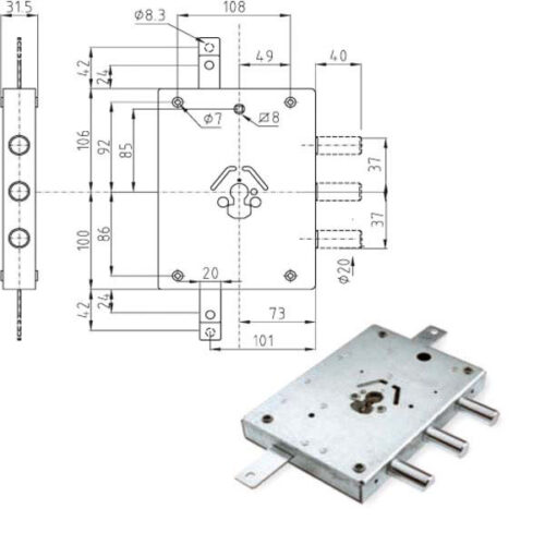 SERRATURA SIC.TRIPLICE SX CILINDRO E63    32Y ATRA