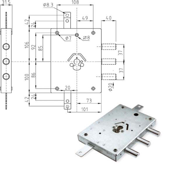 SERRATURA SIC.TRIPLICE SX CILINDRO E63    32Y ATRA
