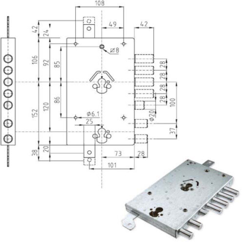 SERRATURA SIC.TRIPLICE DX CILINDRO E73 NE46-7 ATRA