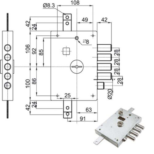SERRATURA SIC.TRIPLICE SX DM E63     6112-1SE ATRA