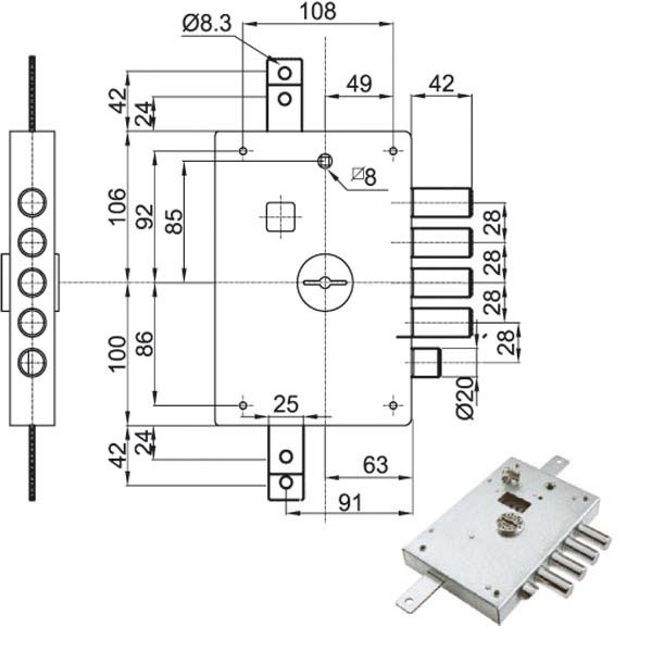 SERRATURA SIC.TRIPLICE SX DM E63     6112-1SE ATRA