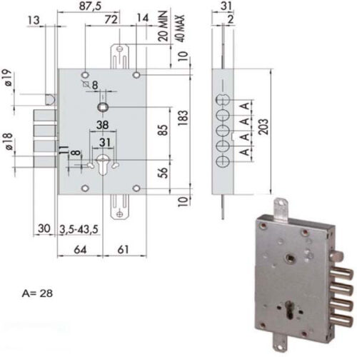 SERRATURA SICUREZZA TRIPLICE       56515-28-B CISA