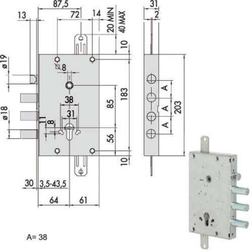 SERRATURA SICUREZZA TRIPLICE 00PG  56515-58-B CISA