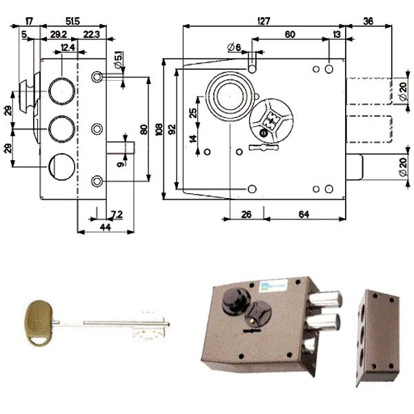 SERRATURA SIC.SEMPLICE DX DM 20511 MOTTURA
