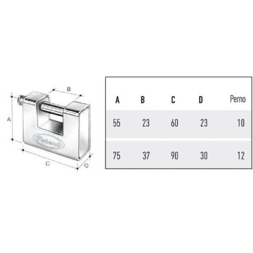 LUCCHETTO CORAZZATO mm 60 SERRANDE KA       POTENT