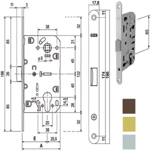 SERRATURA INF.LEGNO MEDIANA E50 OTTONATA  1103 AGB