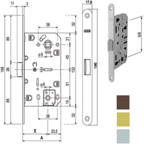 SERRATURA INF.LEGNO MEDIANA E50 BAGNO CR  1102 AGB