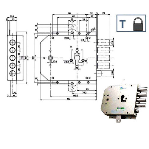 SERRATURA SIC.TRIPLICE SX SCROCCO    85555 MOTTURA